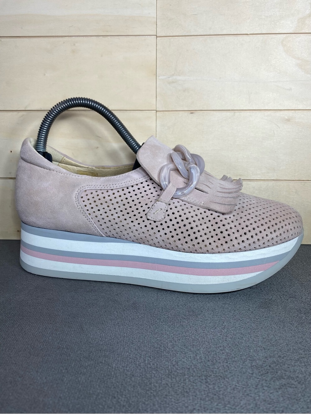 SoftWaves Cadie Platforms Pink Suede Women's Size 8 Shoes EU38 Slip-Ons Kiltie
